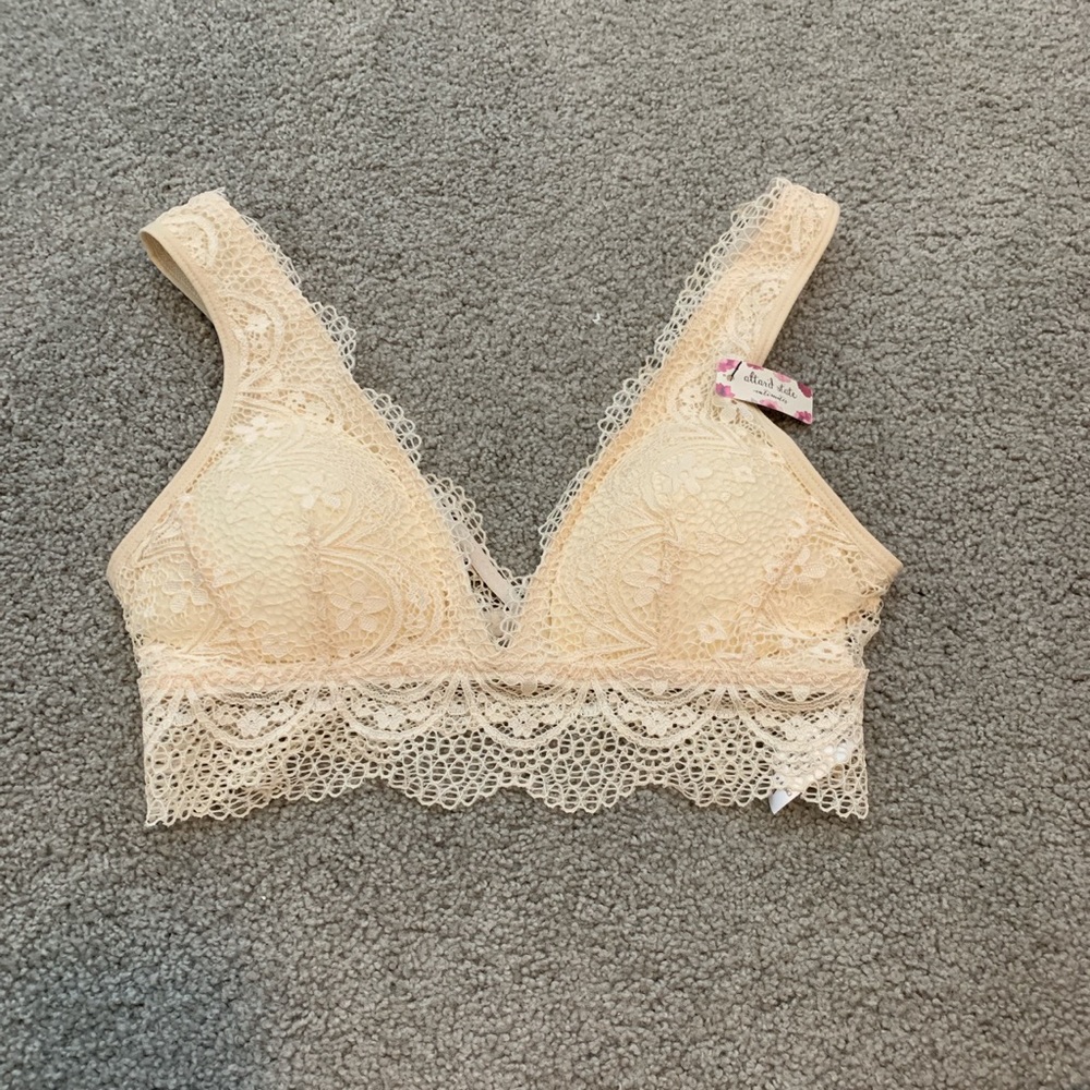 White and cream lace bralette